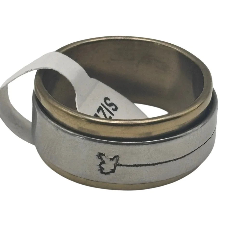 Playboy Bunny Logo Spinner‎ Ring Mens Size 8 Silver Gold Tone Band Y2K Edgy